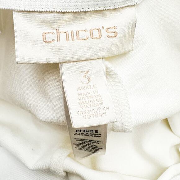 Chico's Slimming Basic Cream White Cropped Straight Leg Pant Size 3 Mint - Picture 4 of 8